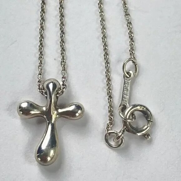 Tiffany & Co  Cross Pendant Necklace 16" - Picture 3 of 5